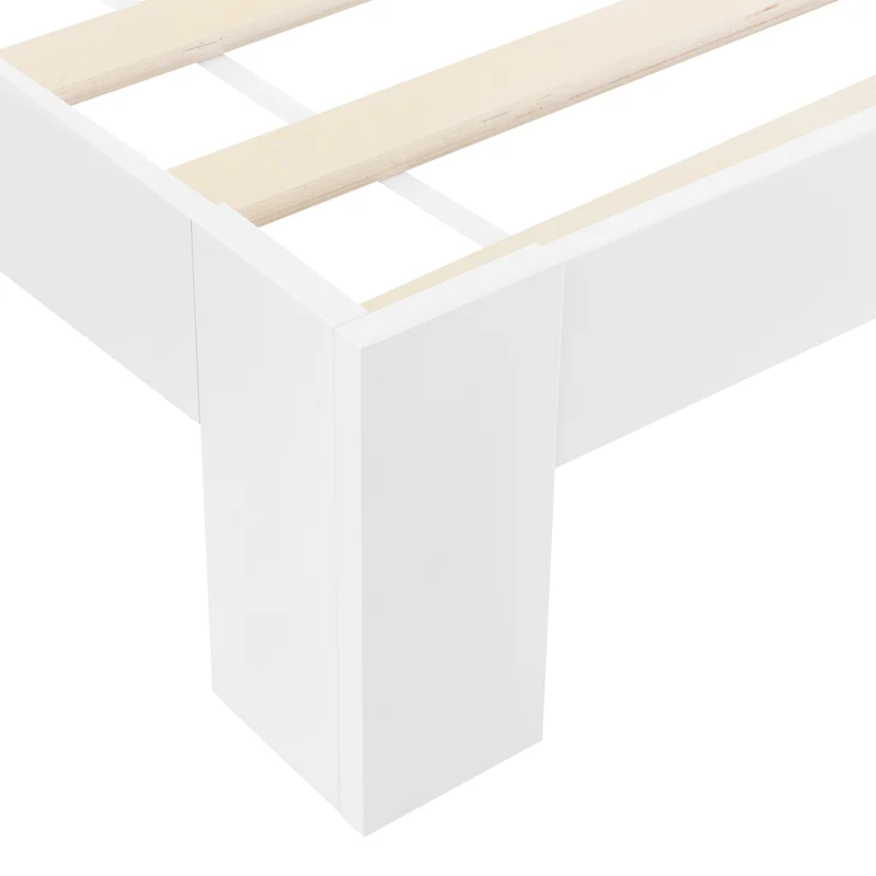 Lit pour adultes design simple cadre avec sommier à lattes en pin et bois 120 x 200 cm blanc 03_0004933