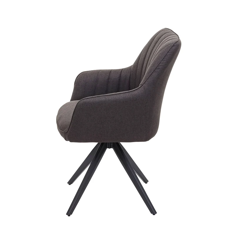 Chaise de salle à manger fauteuil de bureau en tissu gris-brun en acier design rétro 04_0002278
