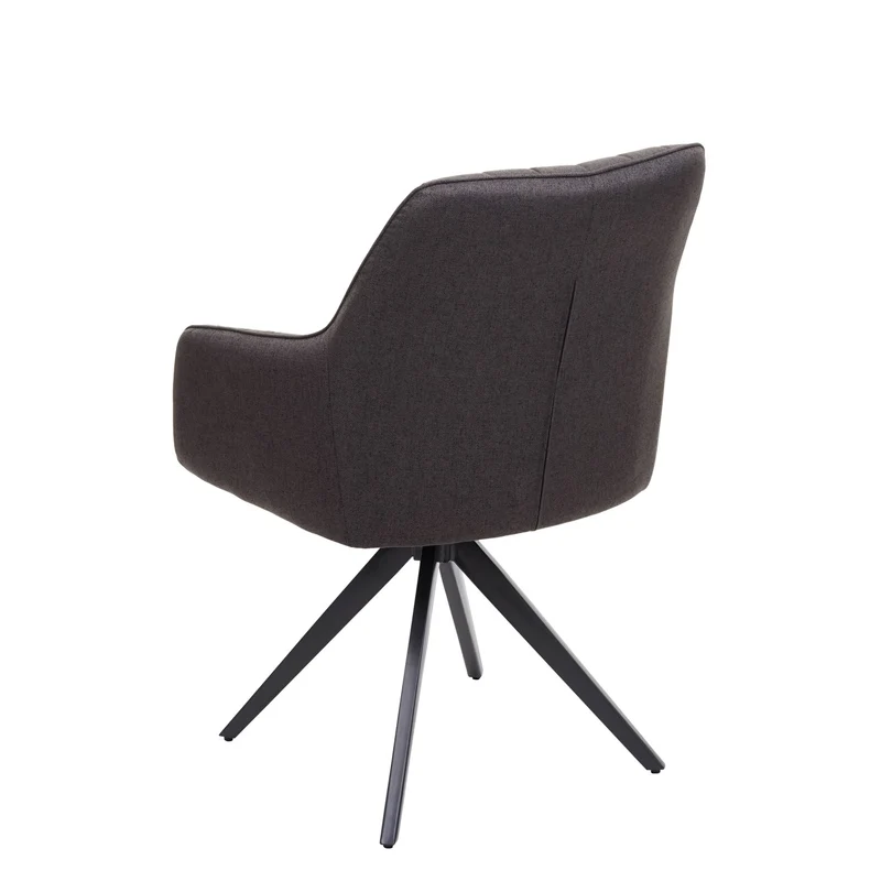Chaise de salle à manger fauteuil de bureau en tissu gris-brun en acier design rétro 04_0002278