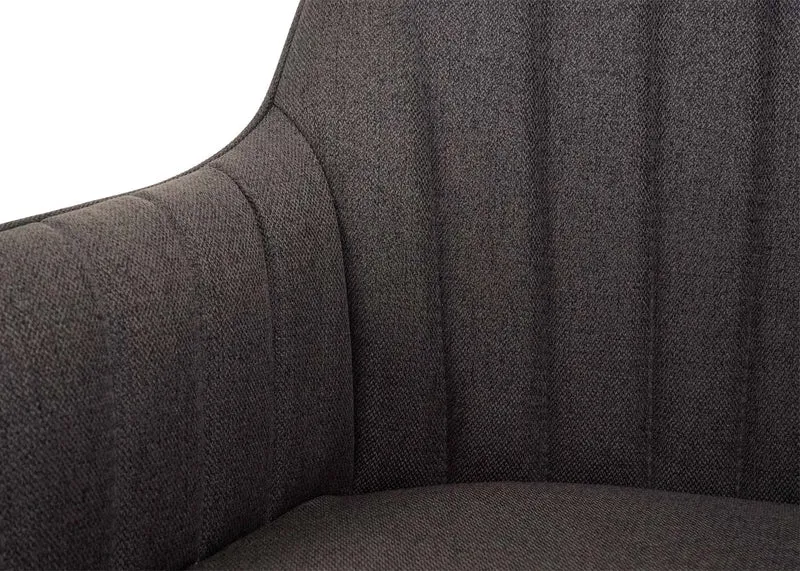 Chaise de salle à manger fauteuil de bureau en tissu gris-brun en acier design rétro 04_0002278