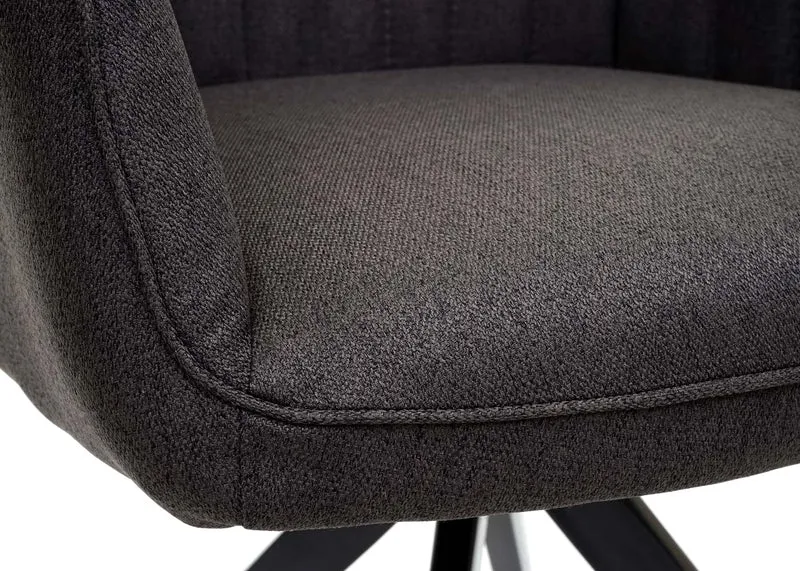Chaise de salle à manger fauteuil de bureau en tissu gris-brun en acier design rétro 04_0002278