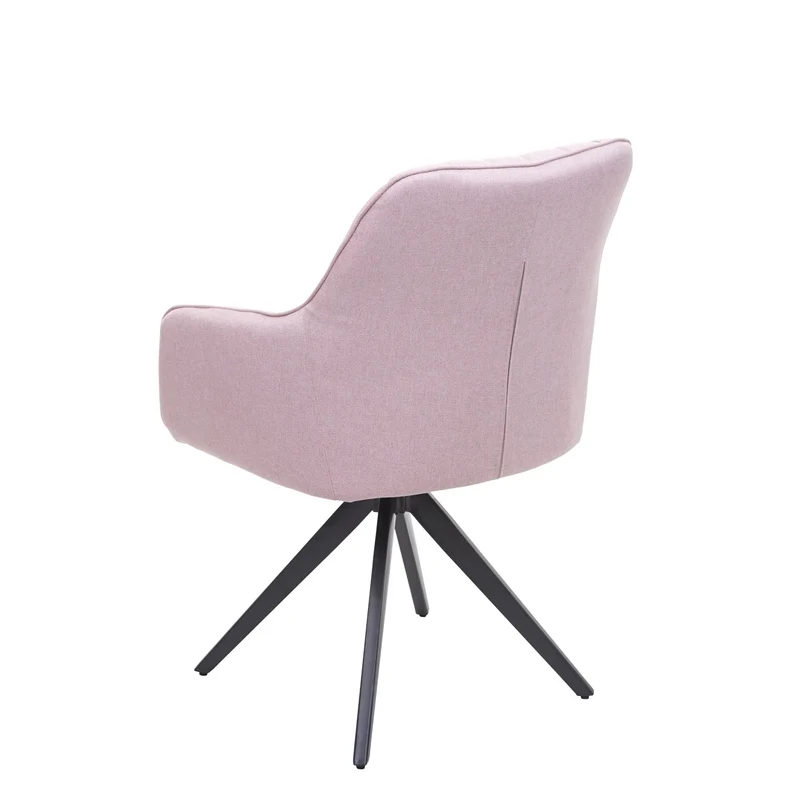 Chaise de salle à manger fauteuil de bureau en tissu rose en acier design rétro 04_0002279