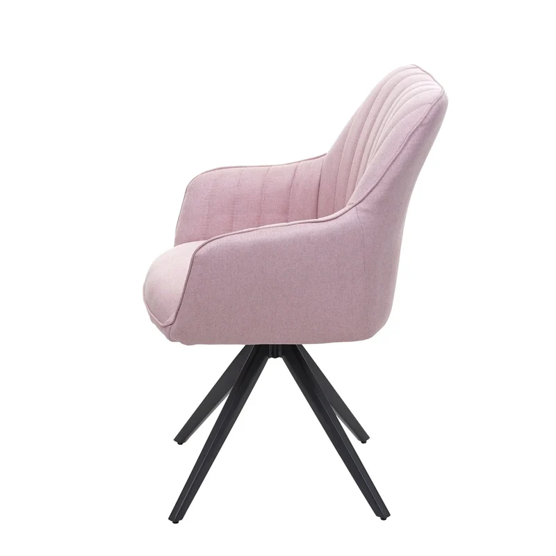 Chaise de salle à manger fauteuil de bureau en tissu rose en acier design rétro 04_0002279