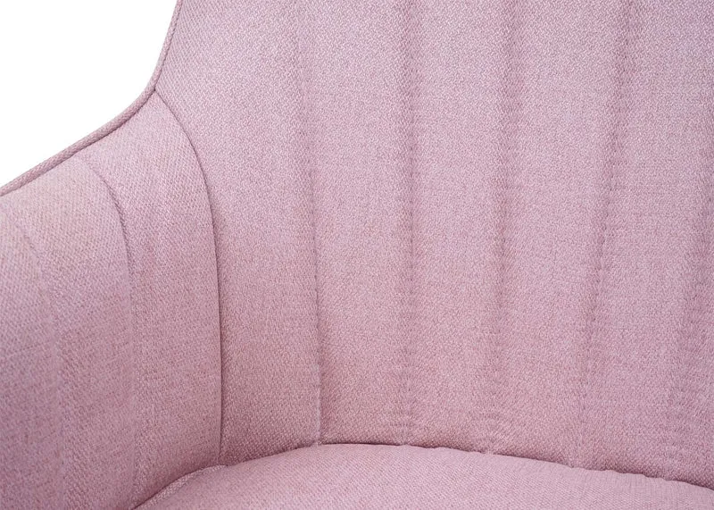 Chaise de salle à manger fauteuil de bureau en tissu rose en acier design rétro 04_0002279