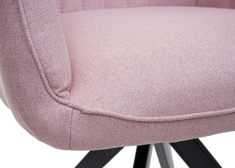 Chaise de salle à manger fauteuil de bureau en tissu rose en acier design rétro 04_0002279