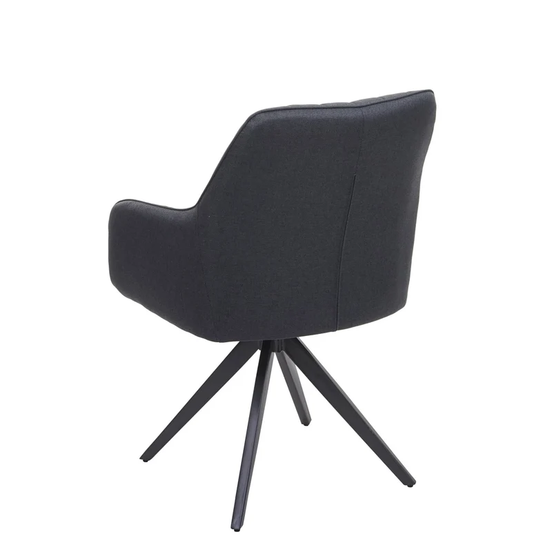 Chaise de salle à manger fauteuil de bureau en tissu gris foncé en acier design rétro 04_0002277