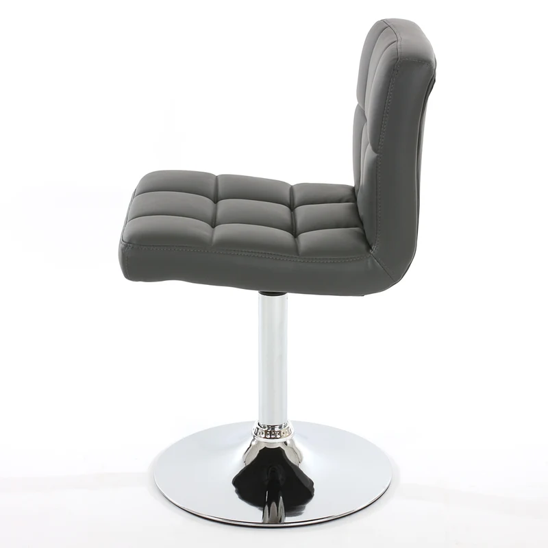 Chaise de salle à manger cuisine bureau sans roulettes synthétique gris pied chromé 04_0002300