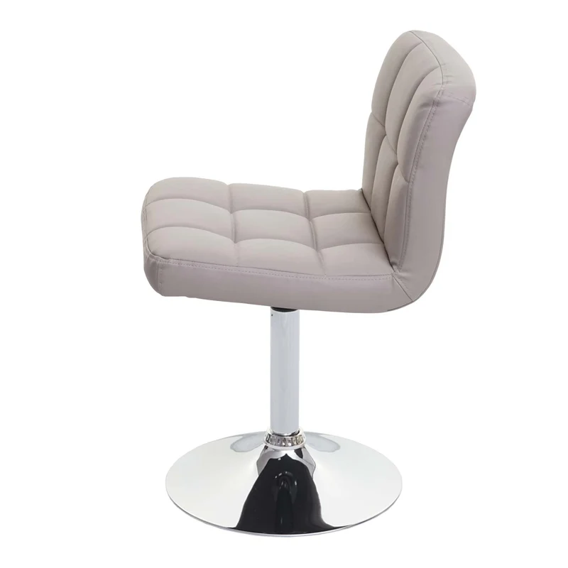 Chaise de salle à manger cuisine bureau sans roulettes synthétique taupe gris pied chromé 04_0002295