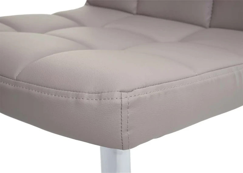 Chaise de salle à manger cuisine bureau sans roulettes synthétique taupe gris pied chromé 04_0002295