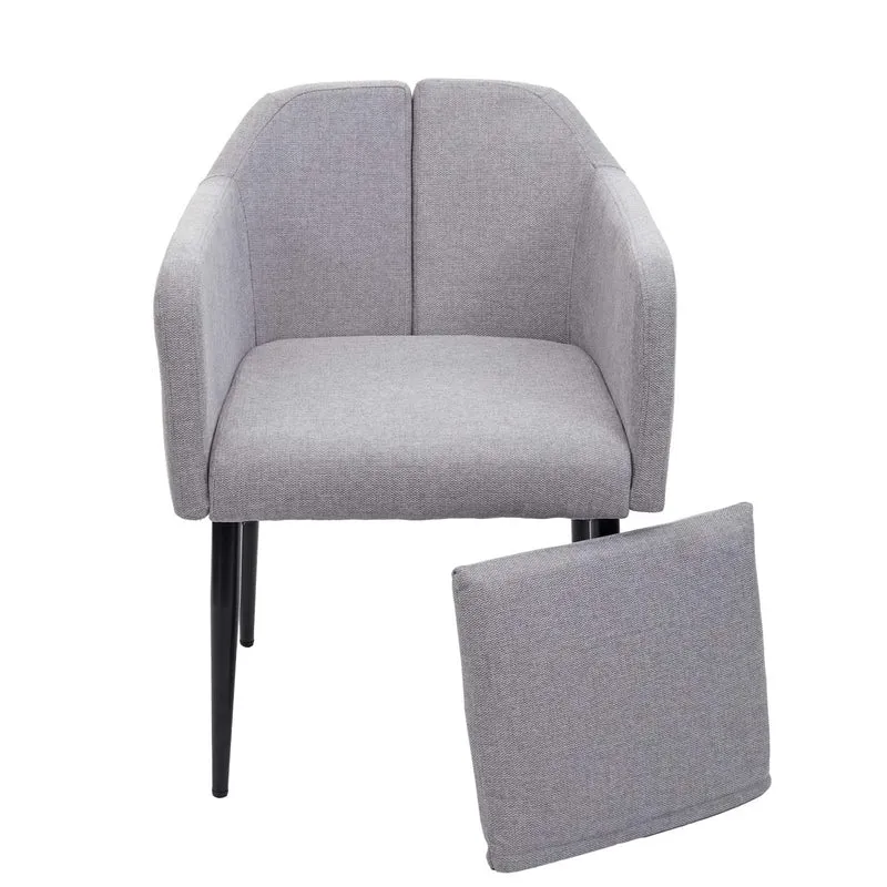 Fauteuil chaise lounge salle à manger bureau visiteur en synthétique gris pieds métal noir 04_0002289