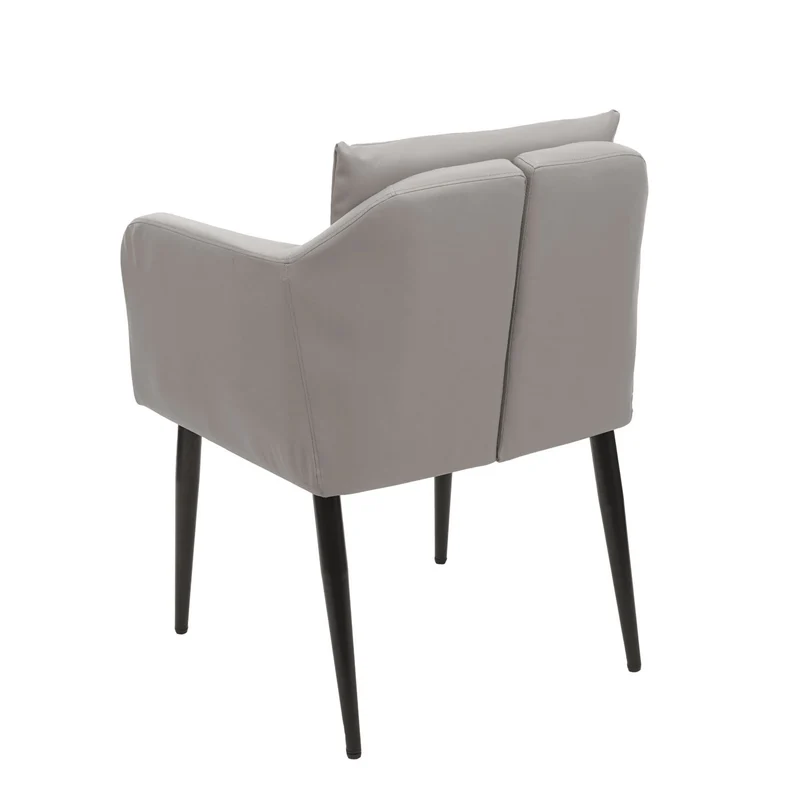 Fauteuil chaise lounge salle à manger bureau visiteur en synthétique taupe-gris pieds métal noir 04_0002286