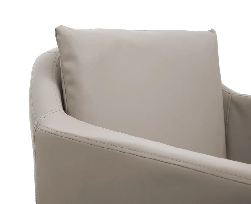 Fauteuil chaise lounge salle à manger bureau visiteur en synthétique taupe-gris pieds métal noir 04_0002286