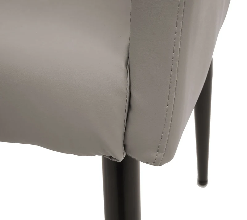 Fauteuil chaise lounge salle à manger bureau visiteur en synthétique taupe-gris pieds métal noir 04_0002286