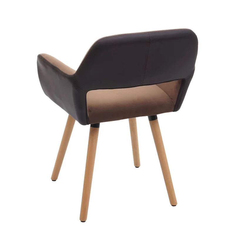 Chaise de salle à manger bureau visiteur design rétro en tissu marron pied en bois clair 04_0002139