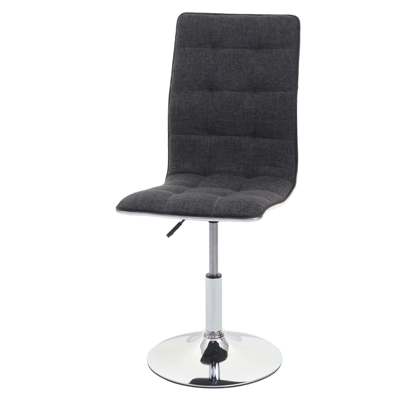 Chaise à manger cuisine pivotant hauteur réglable en tissu gris base acier 04_0002212