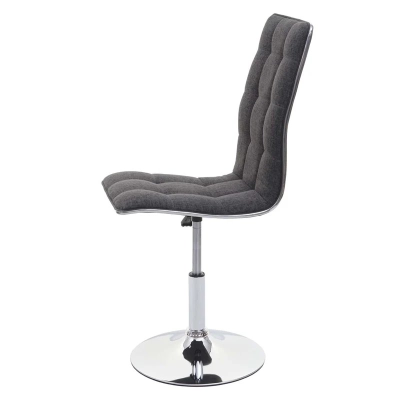 Chaise à manger cuisine pivotant hauteur réglable en tissu gris base acier 04_0002212