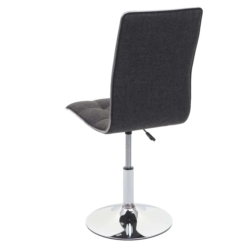 Chaise à manger cuisine pivotant hauteur réglable en tissu gris base acier 04_0002212