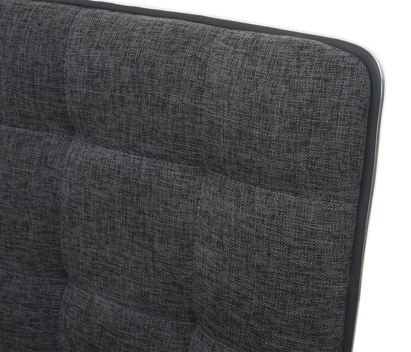 Chaise à manger cuisine pivotant hauteur réglable en tissu gris base acier 04_0002212