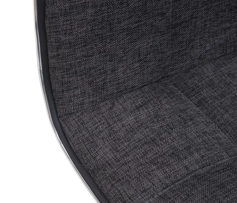 Chaise à manger cuisine pivotant hauteur réglable en tissu gris base acier 04_0002212