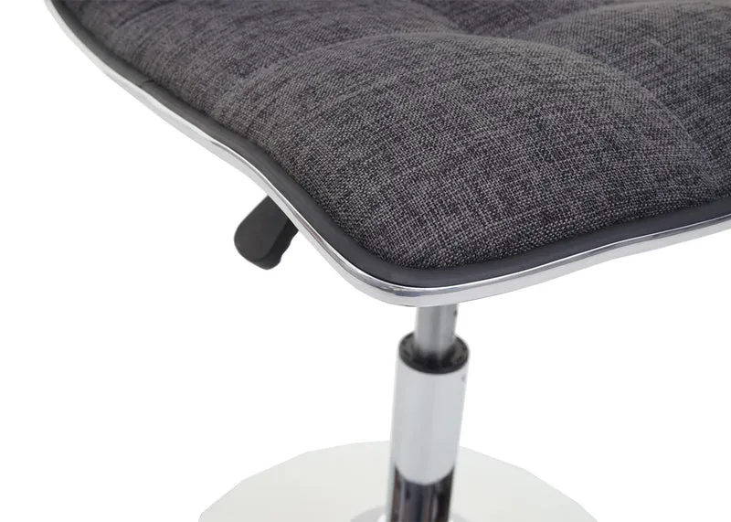 Chaise à manger cuisine pivotant hauteur réglable en tissu gris base acier 04_0002212