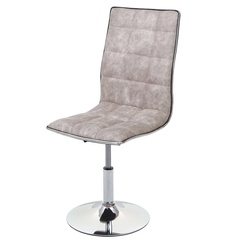 Chaise à manger cuisine pivotant hauteur réglable en tissu gris vintage base acier 04_0002213