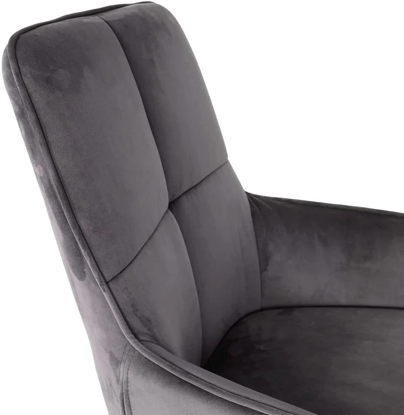 Chaise de bureau pivotante fauteuil avec accoudoirs réglable en hauteur velours gris foncé BUR04101