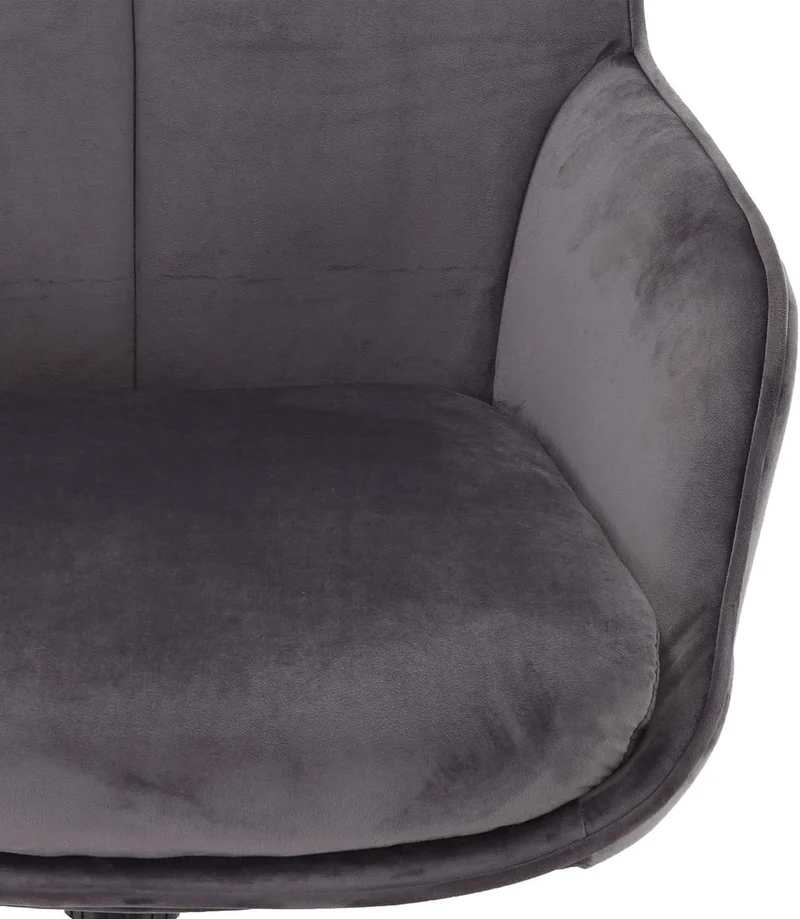 Chaise de bureau pivotante fauteuil avec accoudoirs réglable en hauteur velours gris foncé BUR04101