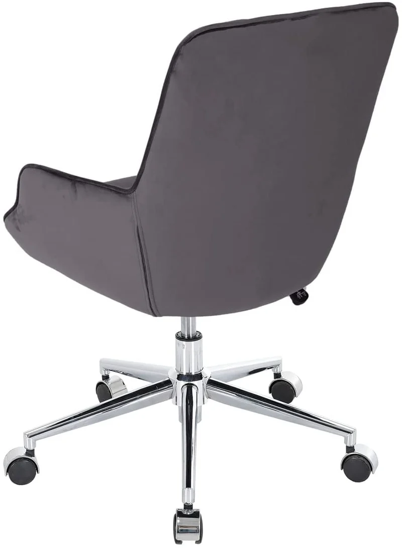 Chaise de bureau pivotante fauteuil avec accoudoirs réglable en hauteur velours gris foncé BUR04101