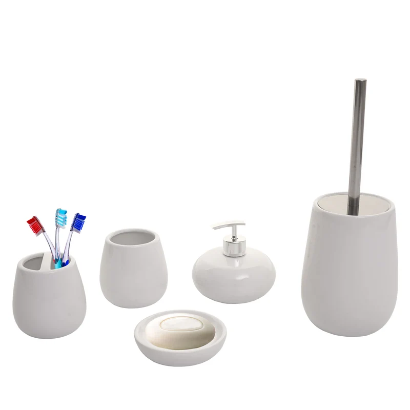 Set de 5 accessoires de salle de bain en céramique pour salle de bain blanc 04_0003582