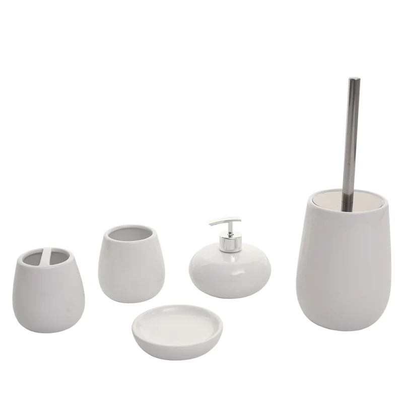 Set de 5 accessoires de salle de bain en céramique pour salle de bain blanc 04_0003582
