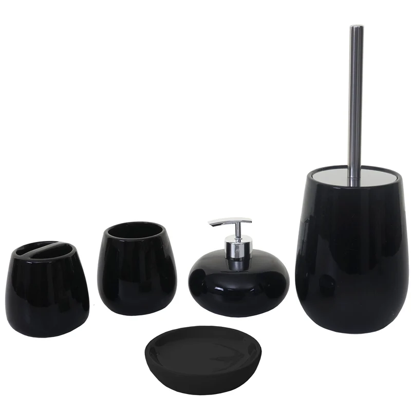 Set de 5 accessoires de salle de bain en céramique pour salle de bain noir 04_0004841