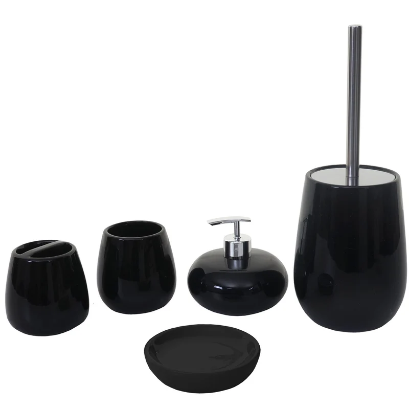 Set de 5 accessoires de salle de bain en céramique pour salle de bain noir 04_0004841
