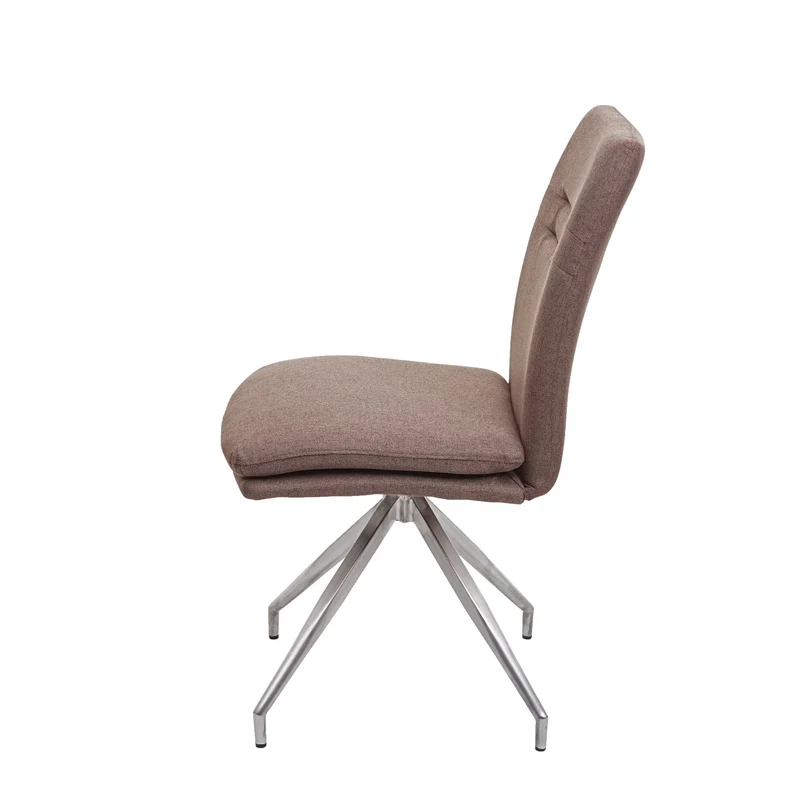 Chaise de salle à manger cuisine en tissu marron et en acier inoxydable design et confortable 04_0002270