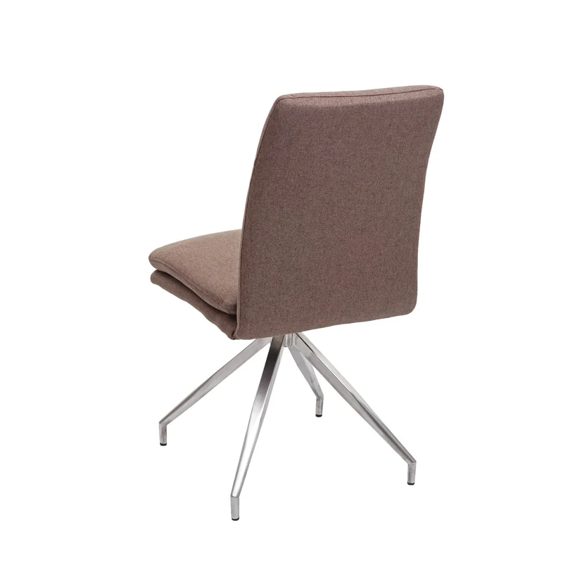 Chaise de salle à manger cuisine en tissu marron et en acier inoxydable design et confortable 04_0002270