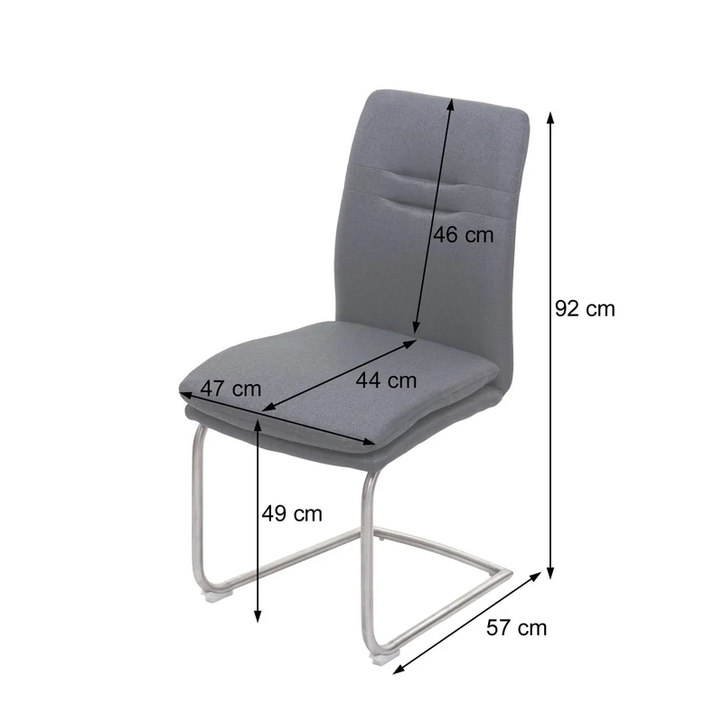 Chaise de salle à manger cuisine en tissu marron et acier inoxydable coutures décoratives 04_0002267