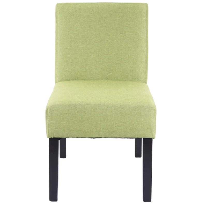 Lot de 2 chaises à manger en tissu vert pieds en bois design simple siège extra long 04_0000396