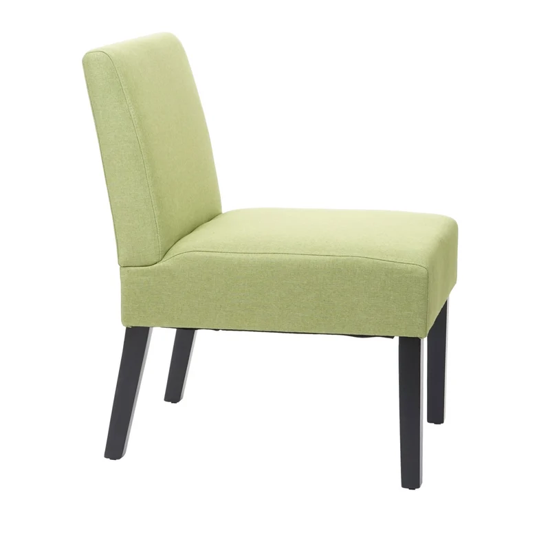 Lot de 2 chaises à manger en tissu vert pieds en bois design simple siège extra long 04_0000396