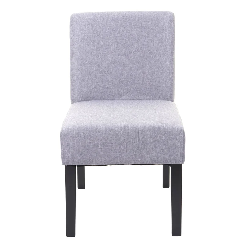 Lot de 2 chaises à manger en tissu gris clair pieds en bois design simple siège extra long 04_0000394