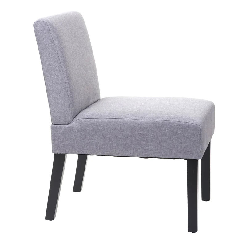Lot de 2 chaises à manger en tissu gris clair pieds en bois design simple siège extra long 04_0000394