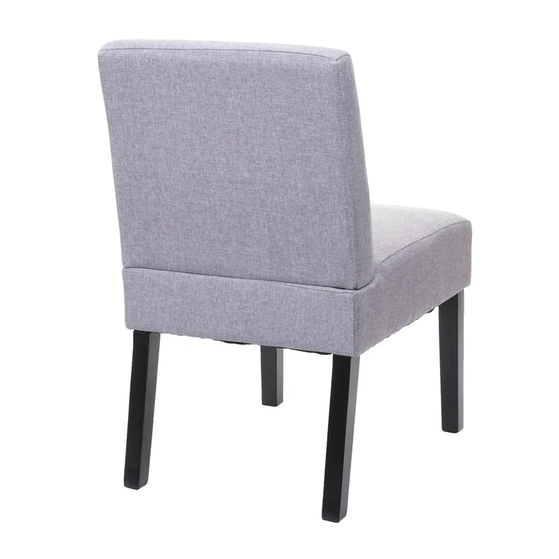 Lot de 2 chaises à manger en tissu gris clair pieds en bois design simple siège extra long 04_0000394