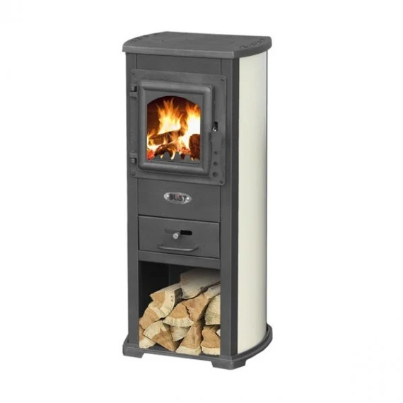 Poêle à bois 7 Kw en acier et fonte Blist Ekonomik Lux Beige