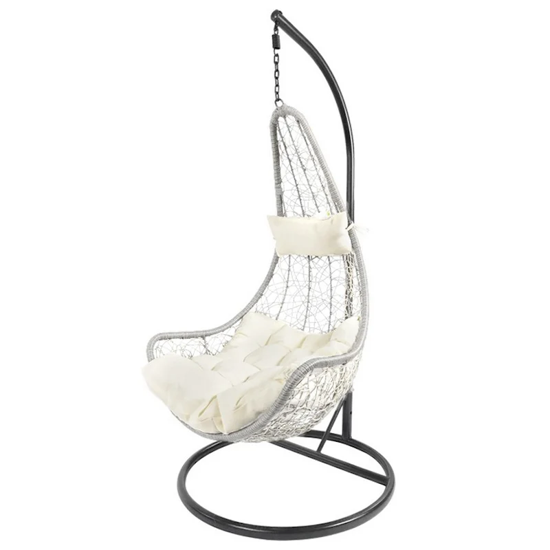 Fauteuil Oeuf Suspendu ALYSSA Gris avec Coussin 125x81x195h