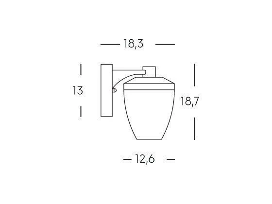 Applique Bottom E27 ligne ficus graphite
