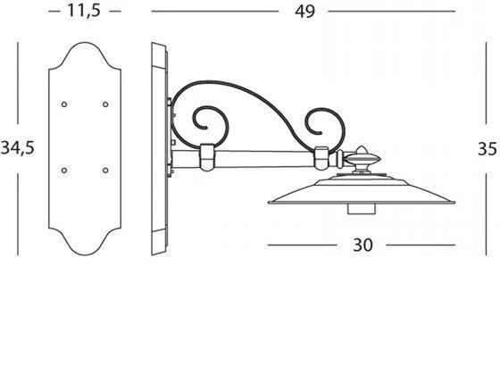 Applique courte E27 ligne graphite antique