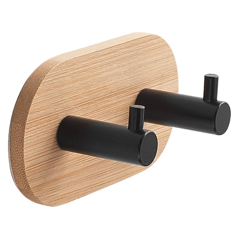 Porte-Manteau Double Rond Bambou/Noir