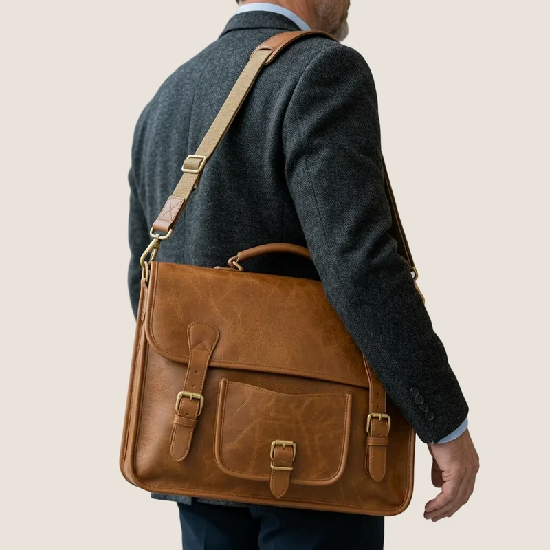 Engraveable Leather Laptop Bag