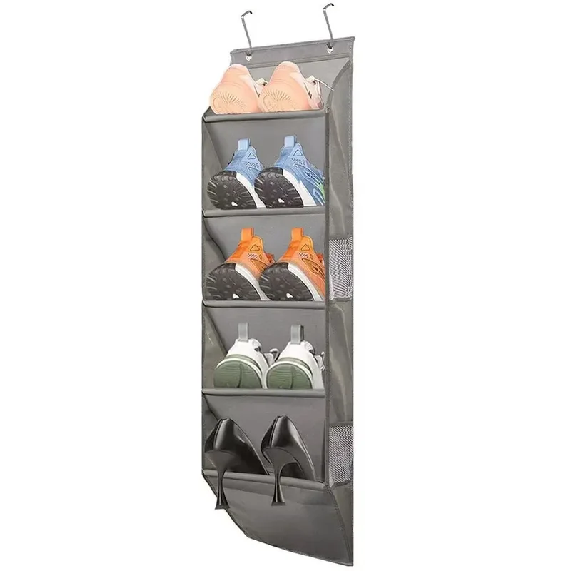 Organiseur à chaussures suspendu 5 niveaux gris
