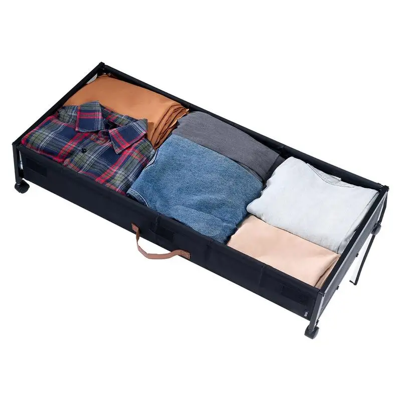 Rangement sous lit à roulettes avec couvercle transparent, 2 pièces