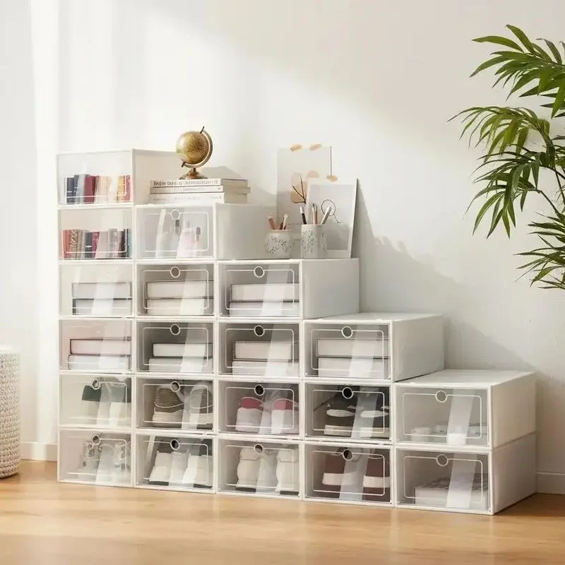 Boîtes à chaussures pliables transparentes, 20 ou 24 pièces