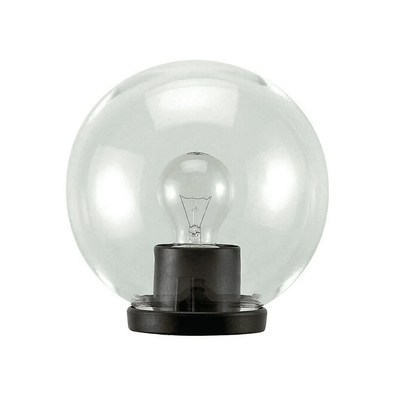 Lanterne tête de mât avec globe de 60 watts, diamètre 30 cm, couleur noire et sphère transparente.